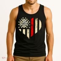 Funny Firefighter Fireman Heart Tank Top thumb 3