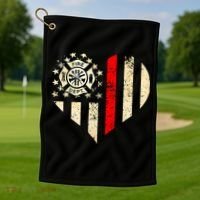 Funny Firefighter Fireman Heart Golf Towel thumb 1