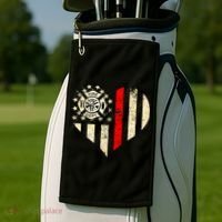 Funny Firefighter Fireman Heart Golf Towel thumb 2