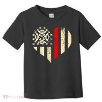 Funny Firefighter Fireman Heart Toddler T-Shirt thumb 0