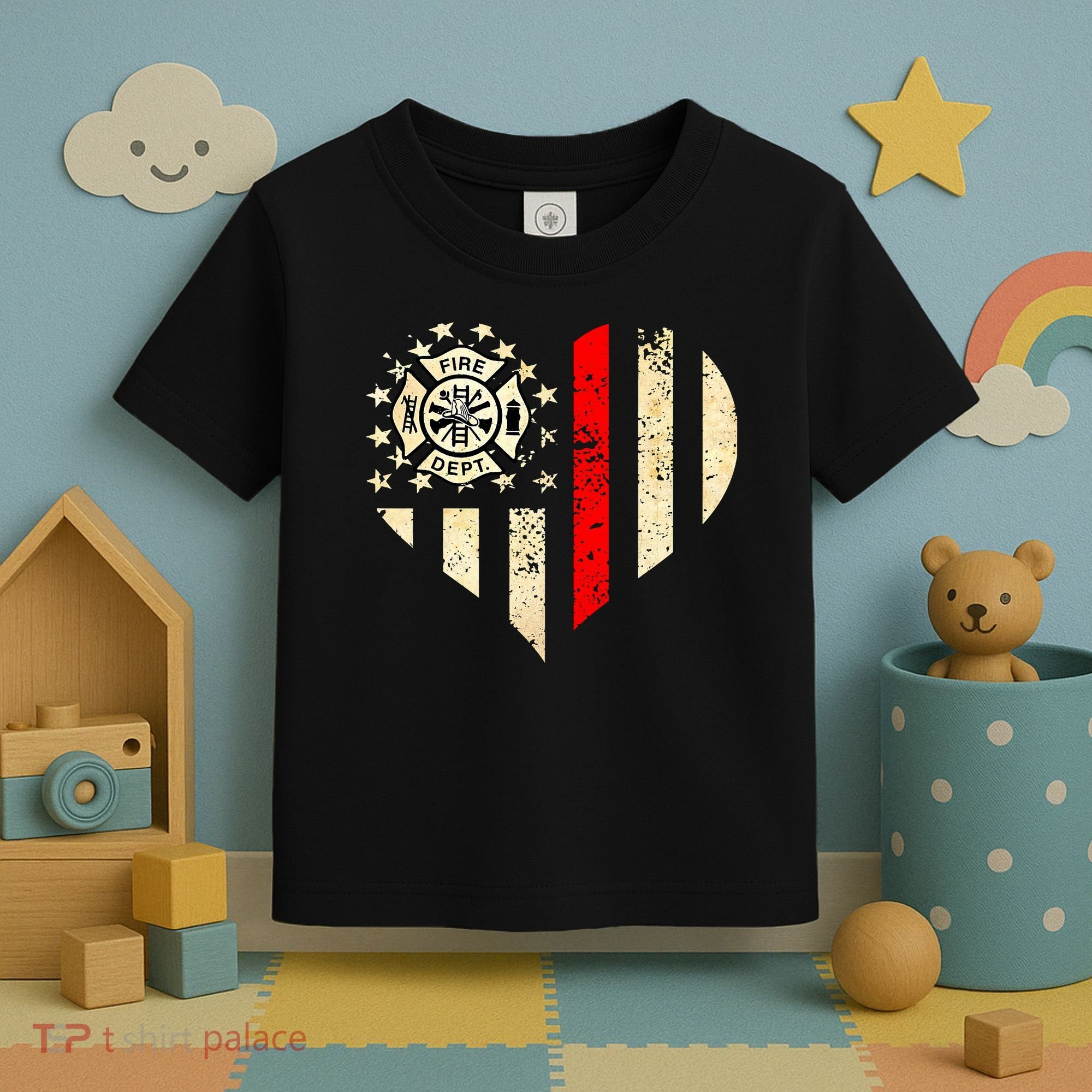 Funny Firefighter Fireman Heart Toddler T-Shirt