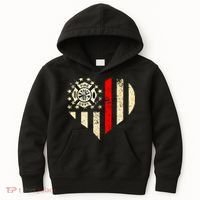 Funny Firefighter Fireman Heart Kids Hoodie thumb 0