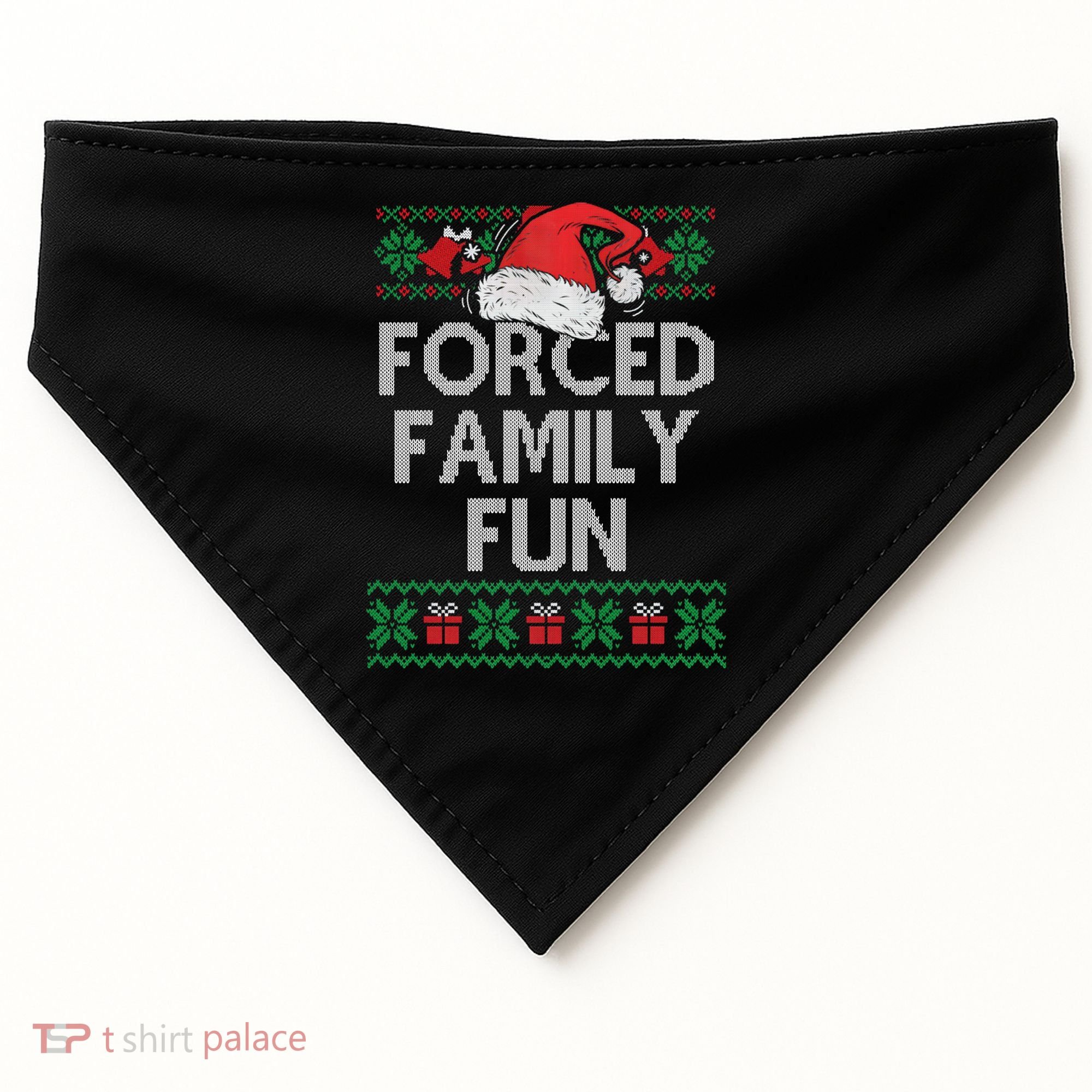 Forced Family Fun Sarcastic Funny Christmas Ugly Xmas USA-Made Doggie Bandana