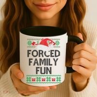 Forced Family Fun Sarcastic Funny Christmas Ugly Xmas Coffee Mug thumb 3