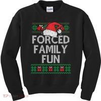 Forced Family Fun Sarcastic Funny Christmas Ugly Xmas Kids Sweatshirt thumb 0