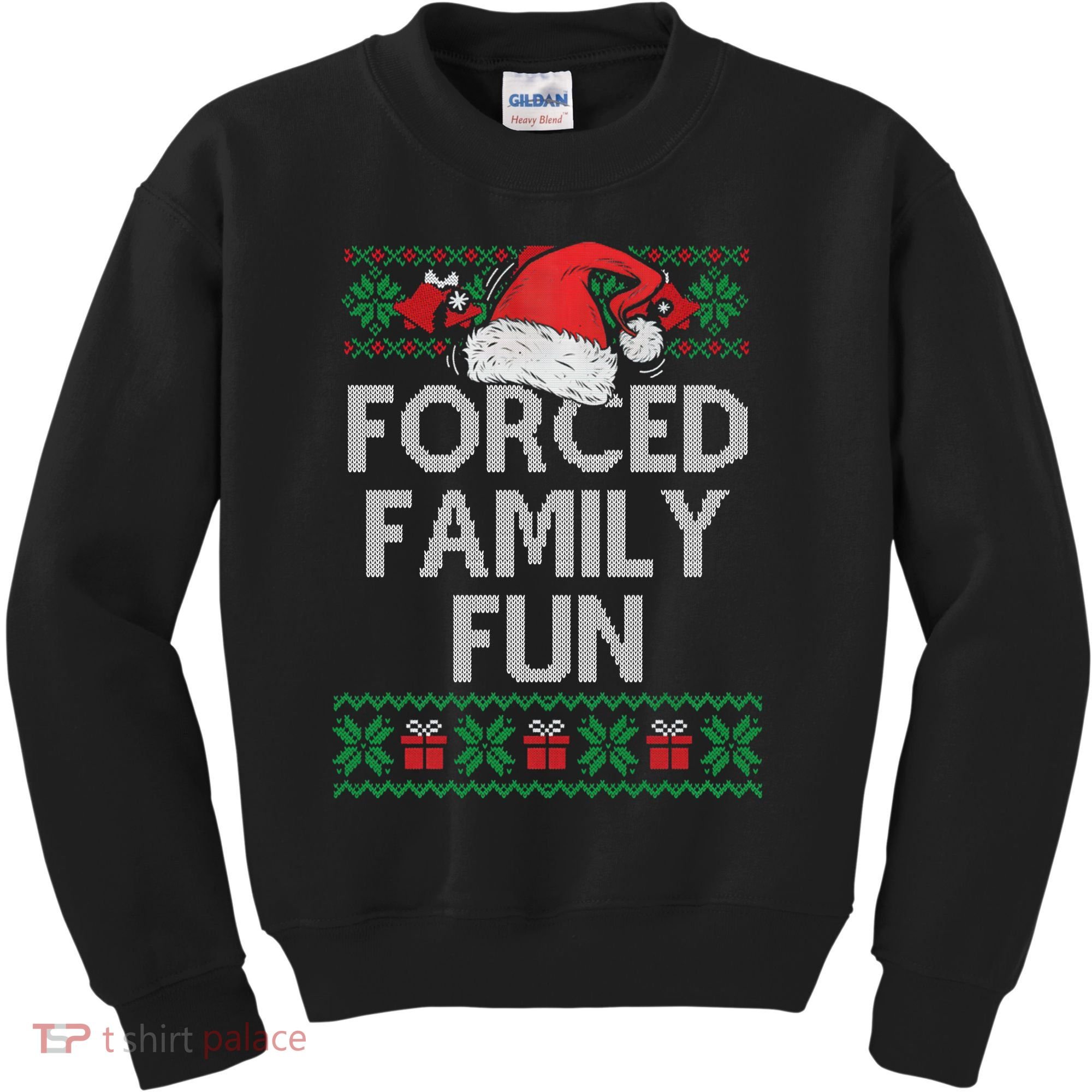 Forced Family Fun Sarcastic Funny Christmas Ugly Xmas Kids Sweatshirt
