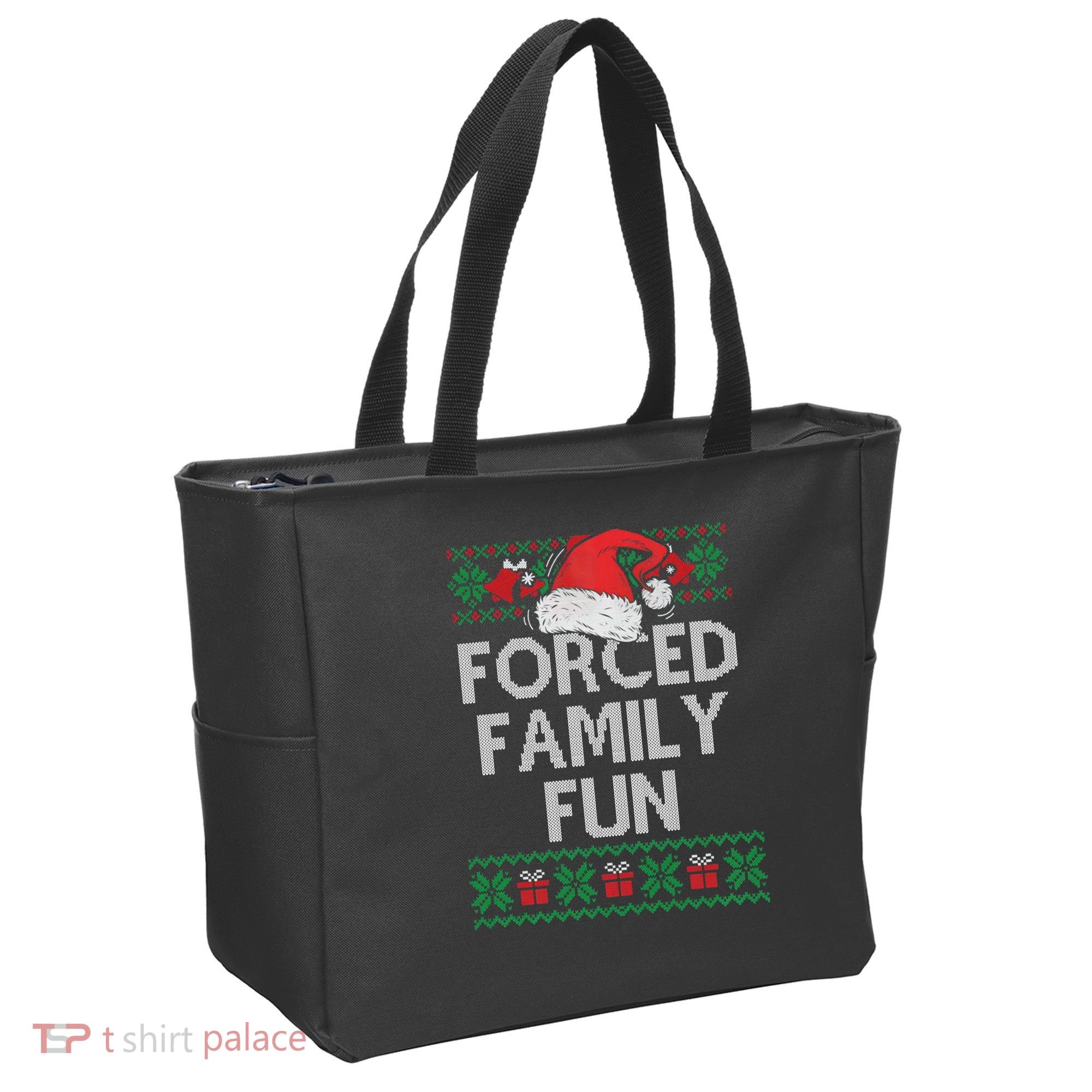 Forced Family Fun Sarcastic Funny Christmas Ugly Xmas Tote Bag
