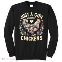 Floral Farmer Funny Just A Girl Who Loves Chickens  Sweatshirt thumb 0