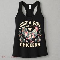 Floral Farmer Funny Just A Girl Who Loves Chickens  Women's Tank Top thumb 3