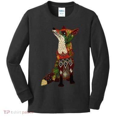 Floral Fox Kids Long Sleeve Shirt