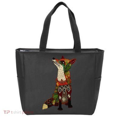 Floral Fox Tote Bag