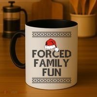 Forced Family Fun Funny Ugly Christmas Holiday Coffee Mug thumb 4