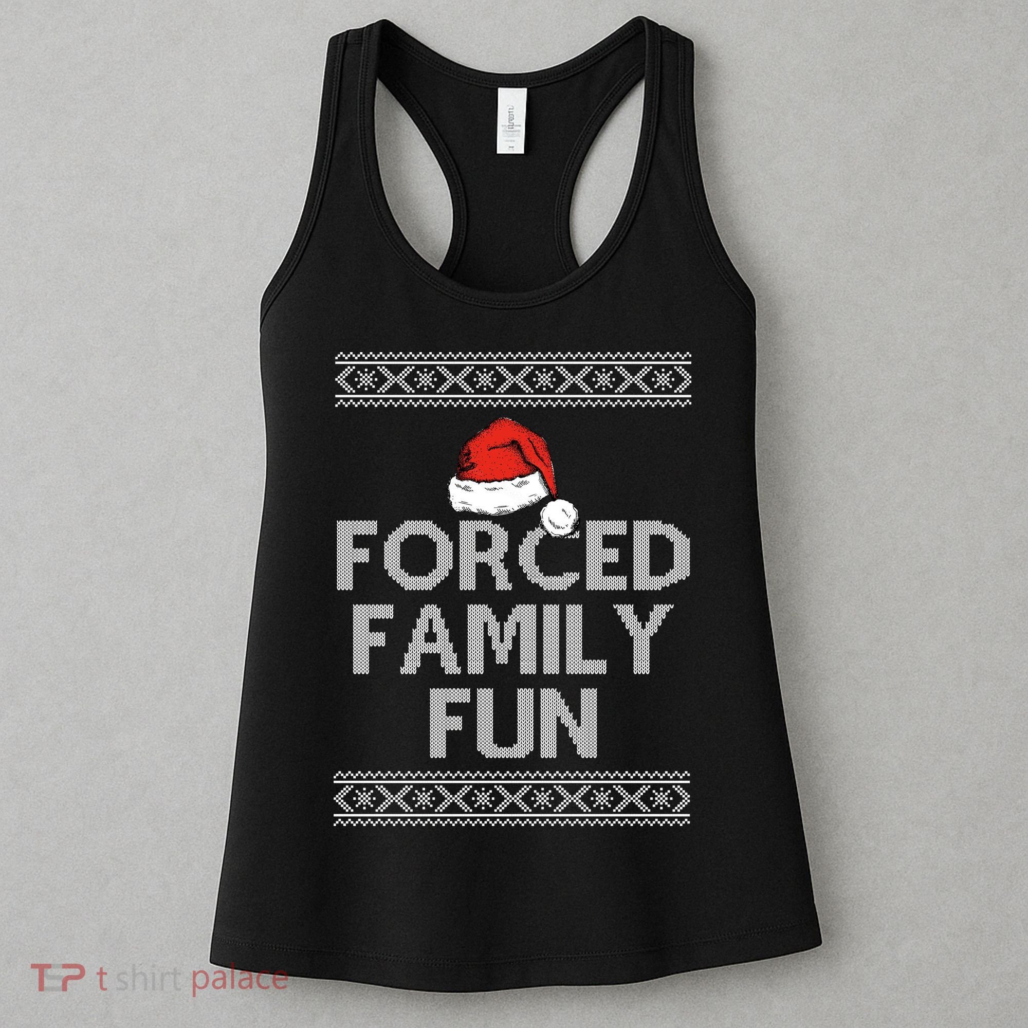 Forced Family Fun Funny Ugly Christmas Holiday Women's Tank Top
