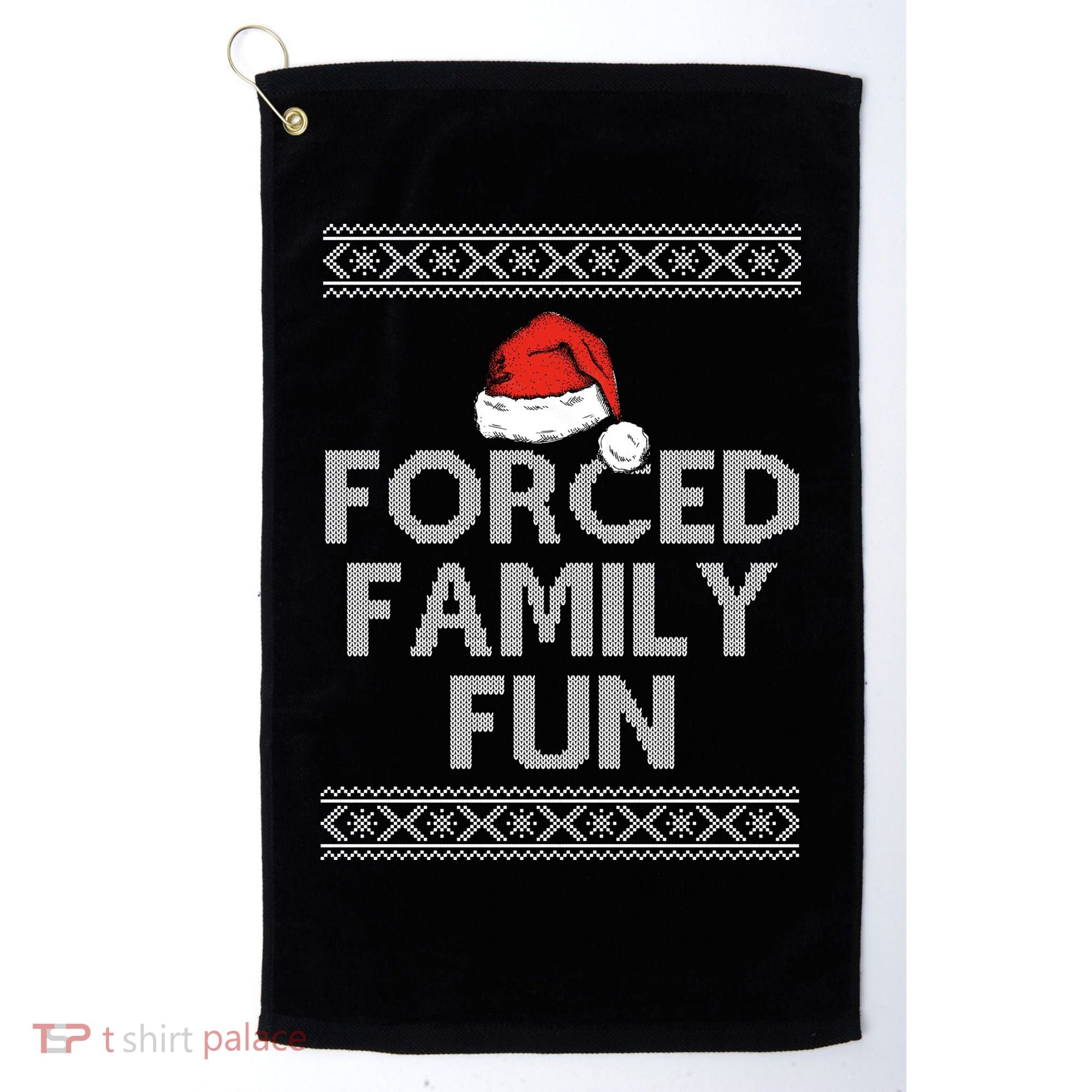 Forced Family Fun Funny Ugly Christmas Holiday Golf Towel