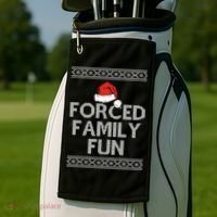 Forced Family Fun Funny Ugly Christmas Holiday Golf Towel thumb 2