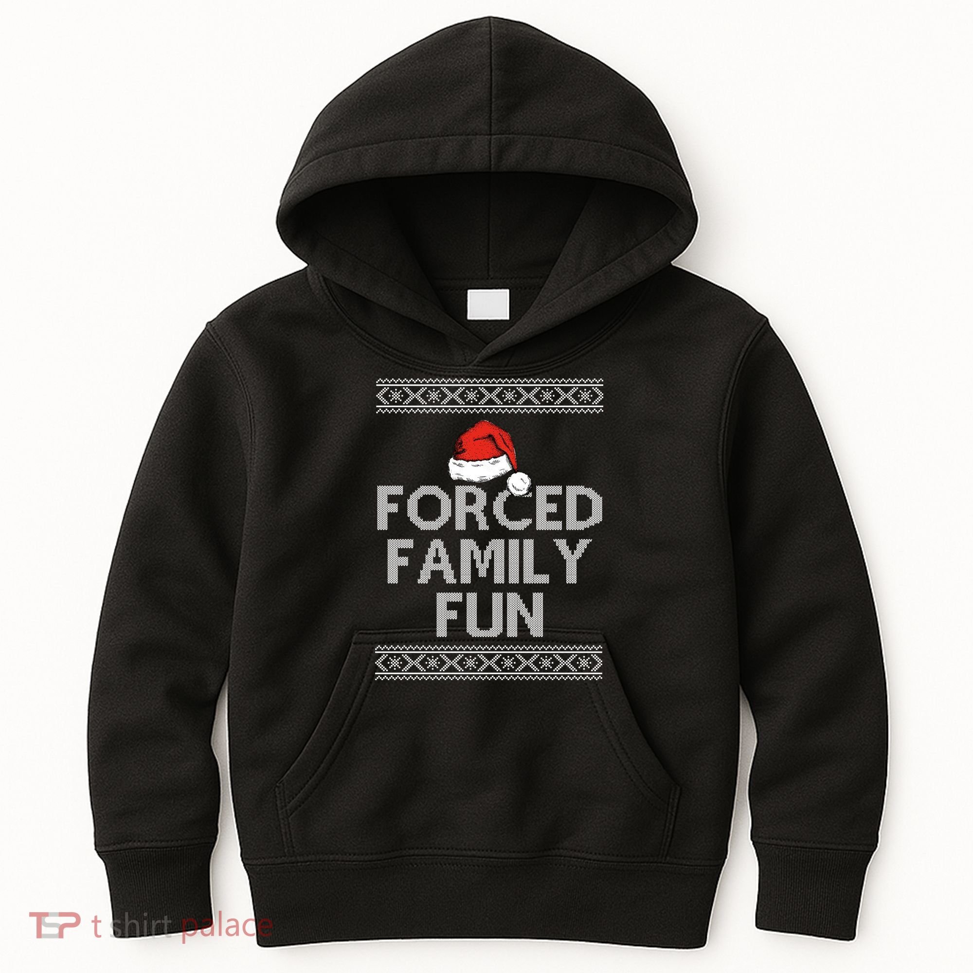Forced Family Fun Funny Ugly Christmas Holiday Kids Hoodie
