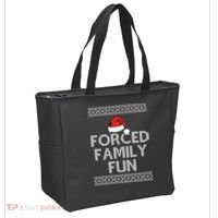 Forced Family Fun Funny Ugly Christmas Holiday Tote Bag thumb 2