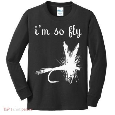 Fly Funny Fishing Kids Long Sleeve Shirt