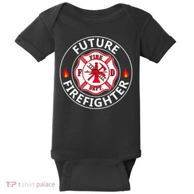 Future Firefighter Fire Fighter Badge Child Baby Bodysuit