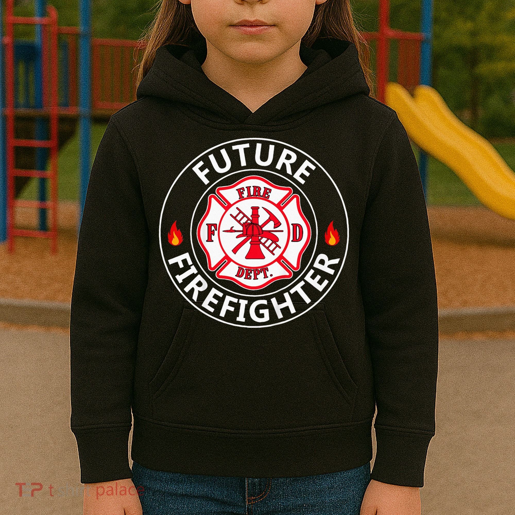 Future Firefighter Fire Fighter Badge Child Kids Hoodie