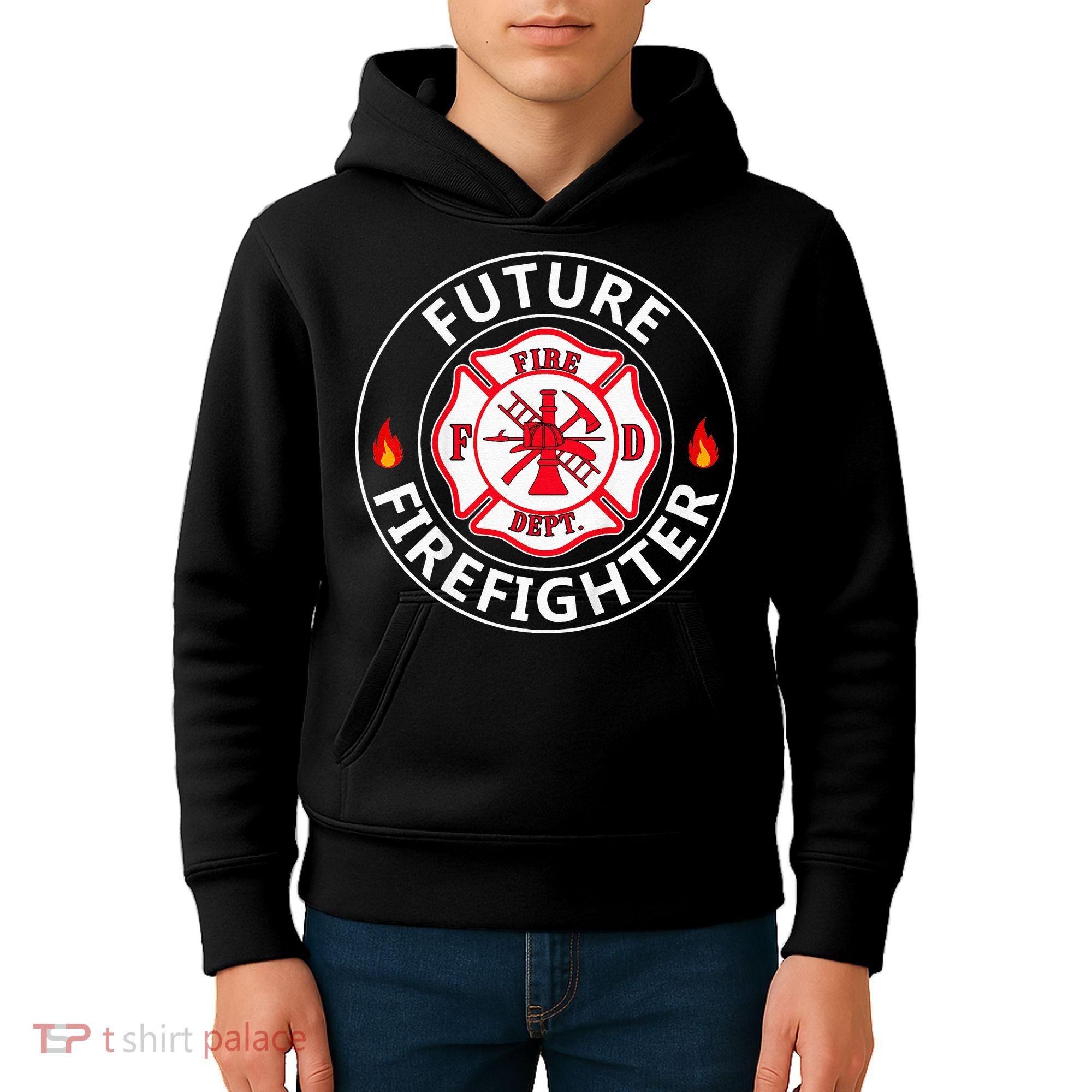 Future Firefighter Fire Fighter Badge Child Kids Hoodie