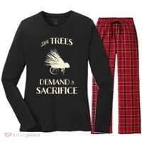 Fly Fishing For Trout Funny Fly Casting Women's Long Sleeve Flannel Pajama Set  thumb 0