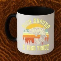 Funny Fishing Fish Around Find Trout Fishermen Coffee Mug thumb 2