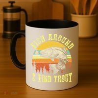 Funny Fishing Fish Around Find Trout Fishermen Coffee Mug thumb 4
