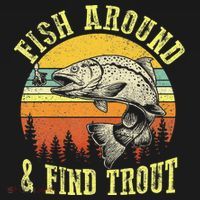 Funny Fishing Fish Around Find Trout Fishermen Drawstring Bag thumb 2