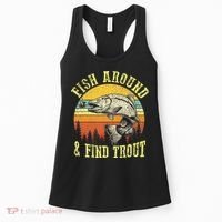 Funny Fishing Fish Around Find Trout Fishermen Women's Tank Top thumb 0