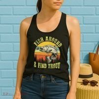 Funny Fishing Fish Around Find Trout Fishermen Women's Tank Top thumb 2