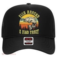 Funny Fishing Fish Around Find Trout Fishermen Hat thumb 0