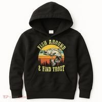 Funny Fishing Fish Around Find Trout Fishermen Kids Hoodie thumb 0