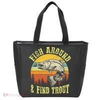 Funny Fishing Fish Around Find Trout Fishermen Tote Bag thumb 0