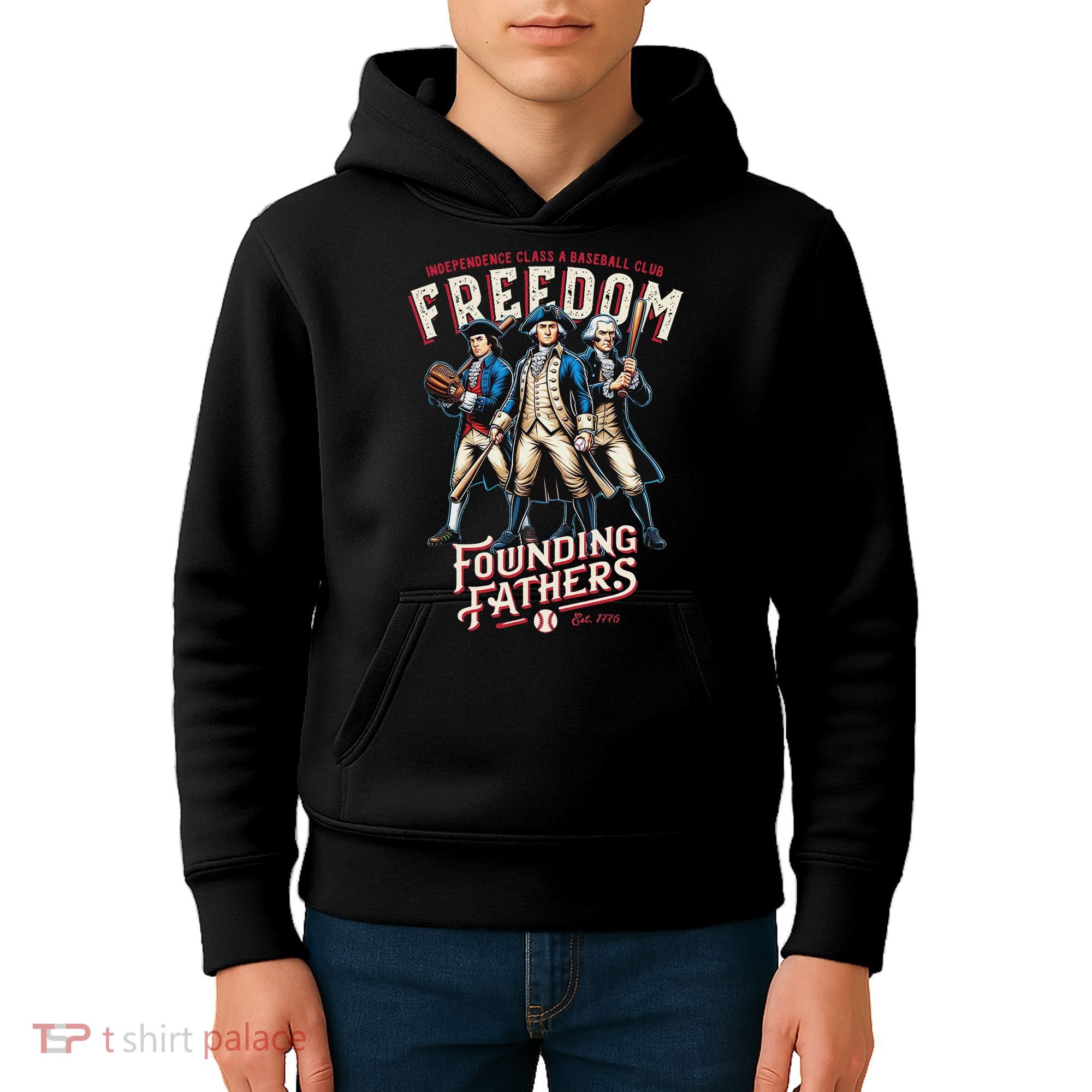 Freedom Founding Fathers Retro Minor League Baseball Team Kids Hoodie