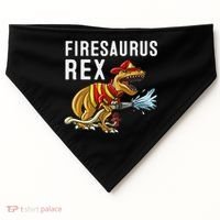 Funny Firemen Firefighter Gift Dino Cool Firesaurus Rex USA-Made Doggie Bandana thumb 0