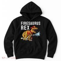 Funny Firemen Firefighter Gift Dino Cool Firesaurus Rex Hoodie thumb 0