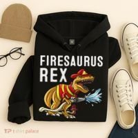 Funny Firemen Firefighter Gift Dino Cool Firesaurus Rex Hoodie thumb 4