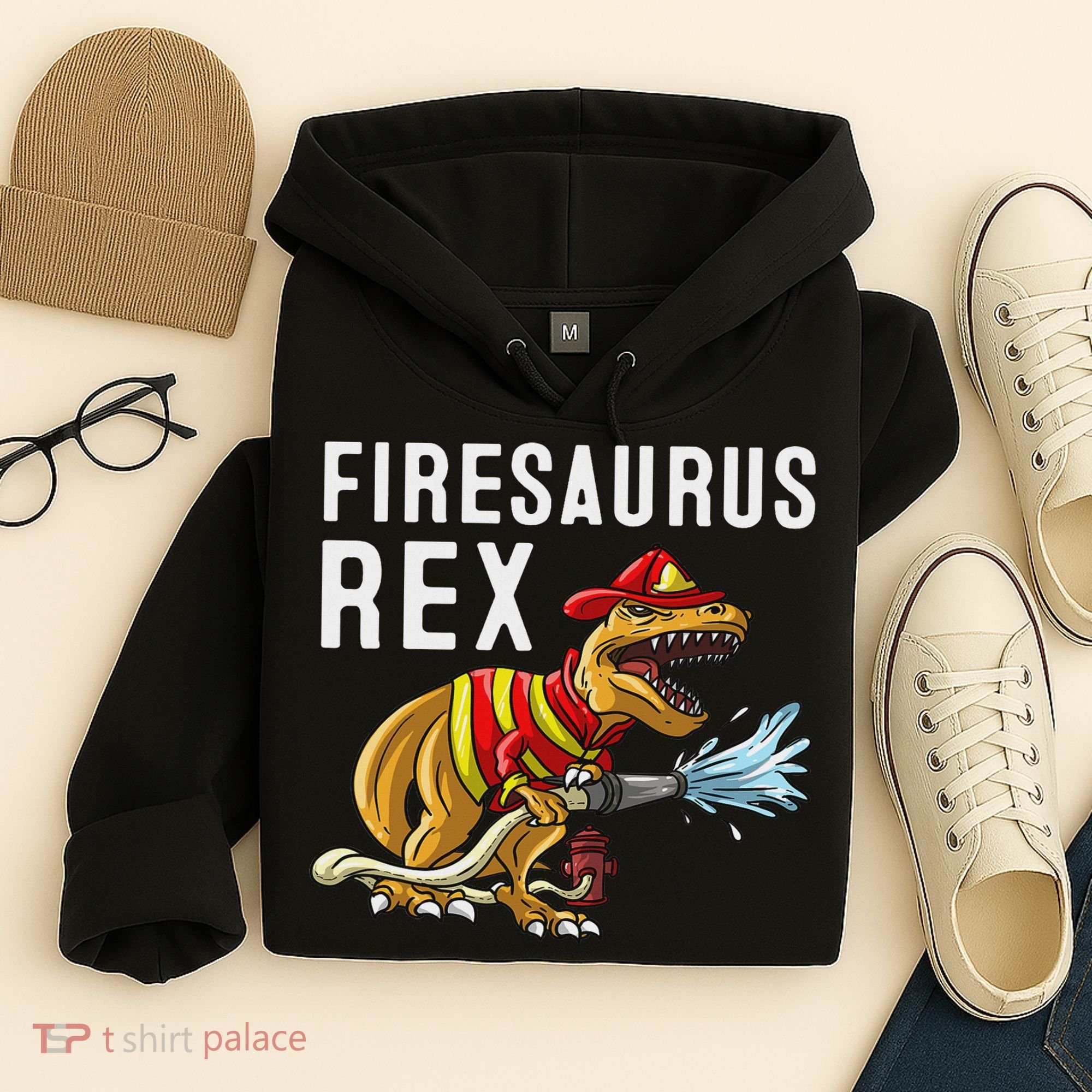 Funny Firemen Firefighter Gift Dino Cool Firesaurus Rex Hoodie