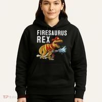 Funny Firemen Firefighter Gift Dino Cool Firesaurus Rex Hoodie thumb 5