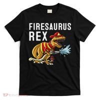 Funny Firemen Firefighter Gift Dino Cool Firesaurus Rex T-Shirt thumb 0