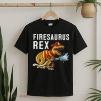 Funny Firemen Firefighter Gift Dino Cool Firesaurus Rex T-Shirt thumb 2