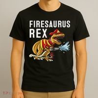 Funny Firemen Firefighter Gift Dino Cool Firesaurus Rex T-Shirt thumb 3