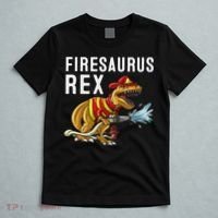 Funny Firemen Firefighter Gift Dino Cool Firesaurus Rex T-Shirt thumb 5