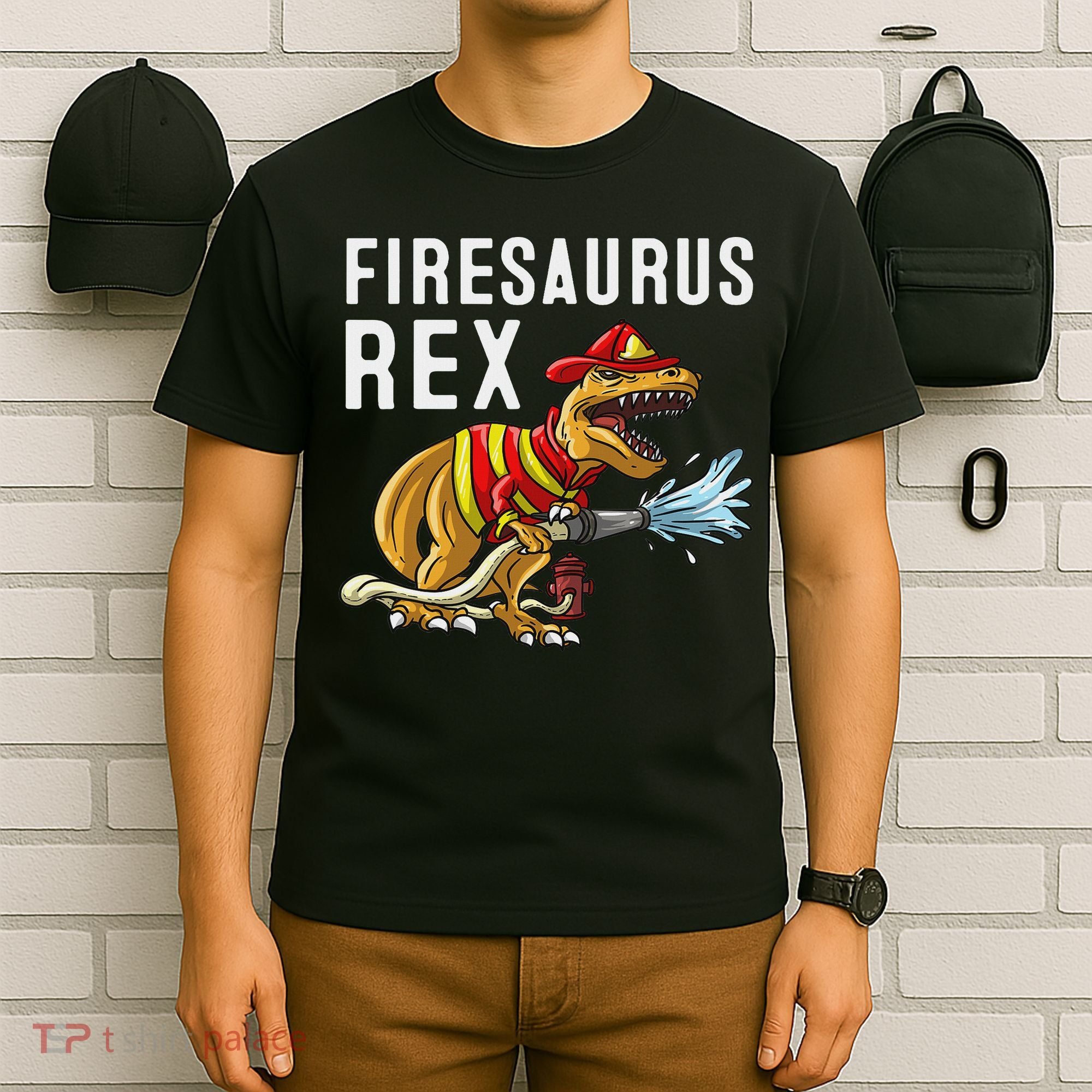 Funny Firemen Firefighter Gift Dino Cool Firesaurus Rex T-Shirt