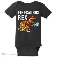 Funny Firemen Firefighter Gift Dino Cool Firesaurus Rex Baby Bodysuit thumb 0