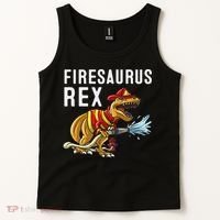 Funny Firemen Firefighter Gift Dino Cool Firesaurus Rex Tank Top thumb 2