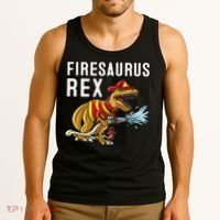 Funny Firemen Firefighter Gift Dino Cool Firesaurus Rex Tank Top thumb 3