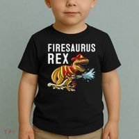 Funny Firemen Firefighter Gift Dino Cool Firesaurus Rex Toddler T-Shirt thumb 2