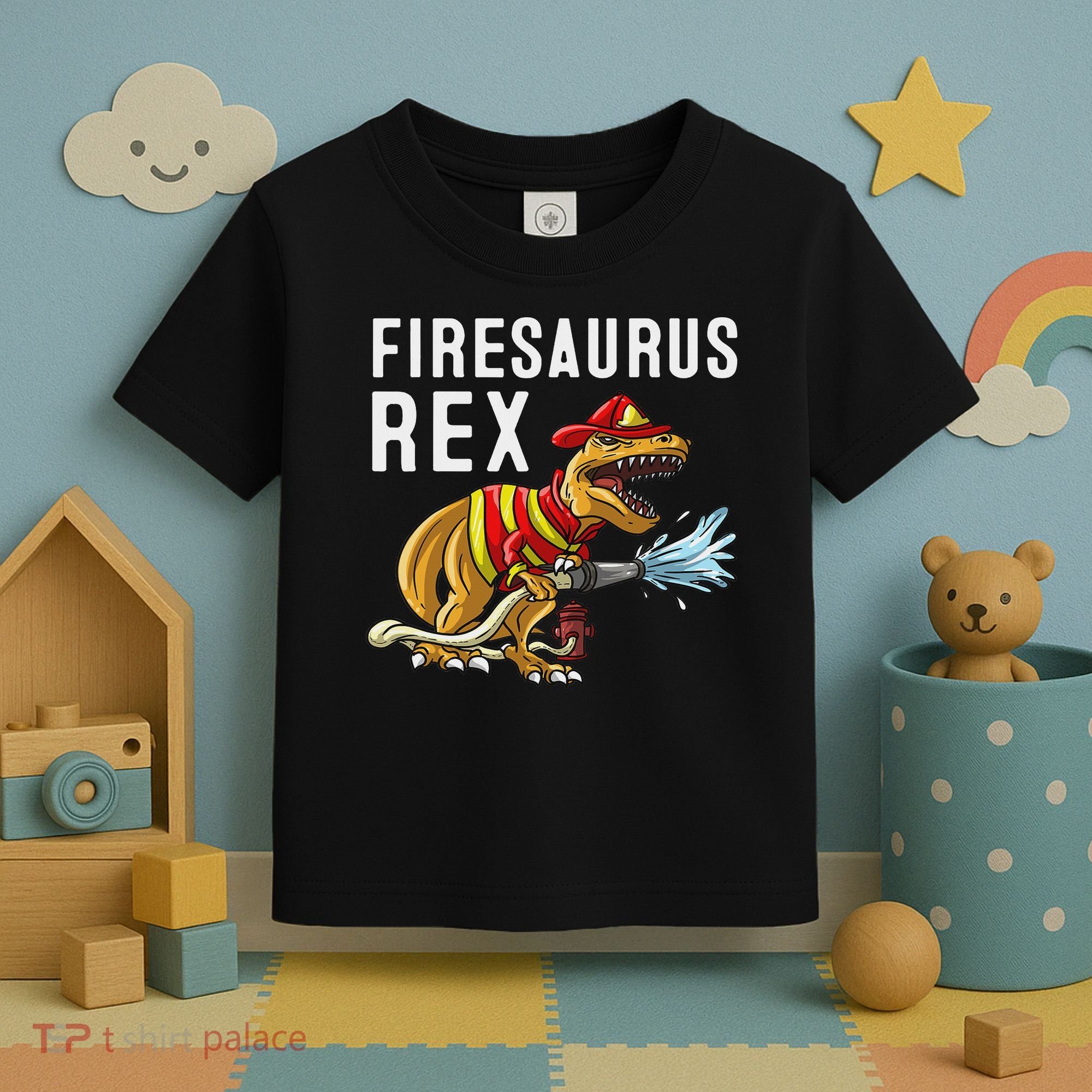 Funny Firemen Firefighter Gift Dino Cool Firesaurus Rex Toddler T-Shirt